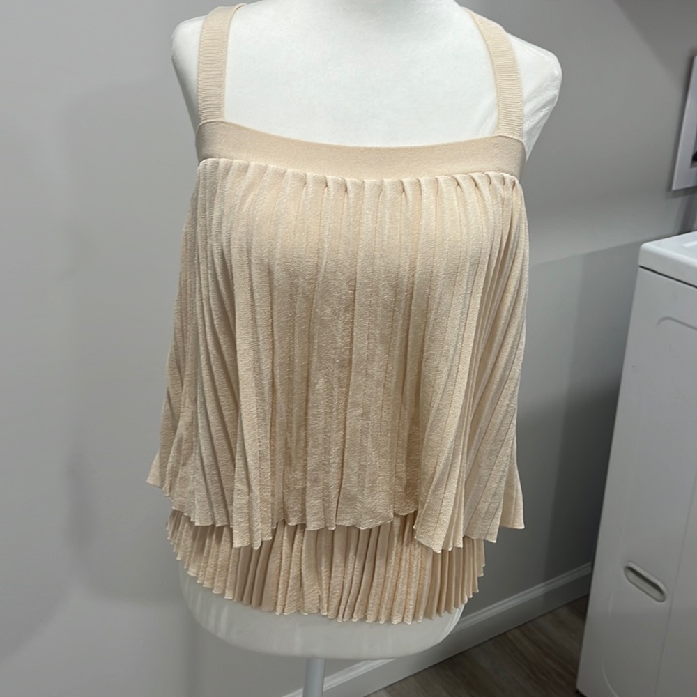 Club Monaco size small peach pleated two tiered blouse